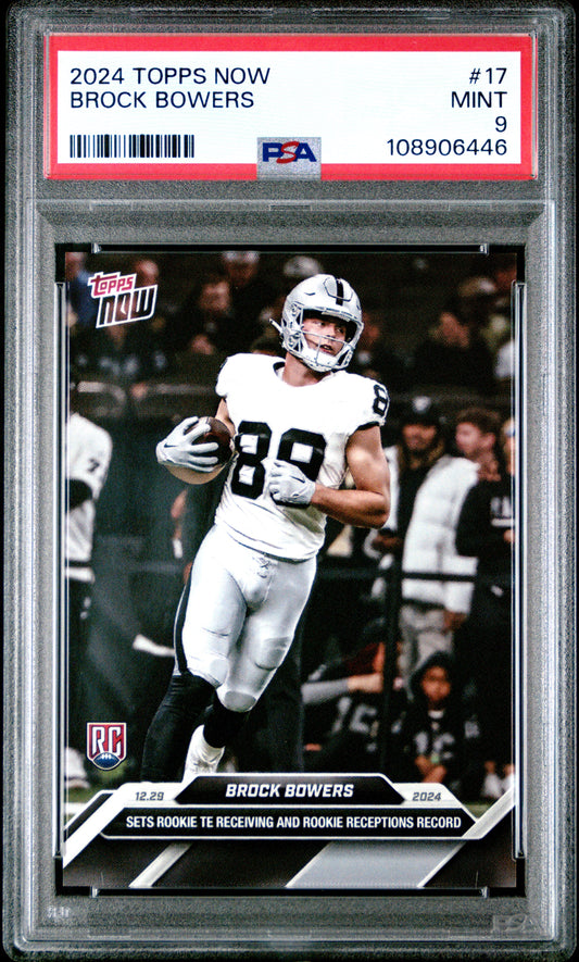 Graded 2024 Topps Now Brock Bowers #17 Rookie RC Football Card PSA 9 Mint