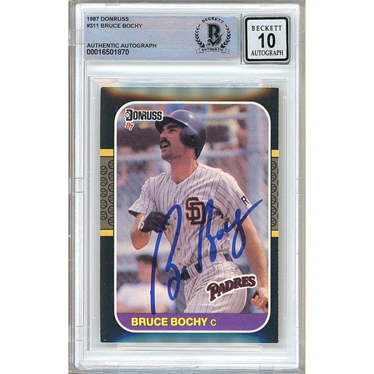 1987 Donruss #311 — Bruce Bochy San Diego Padres Autographed Trading Card — Beckett Authentication