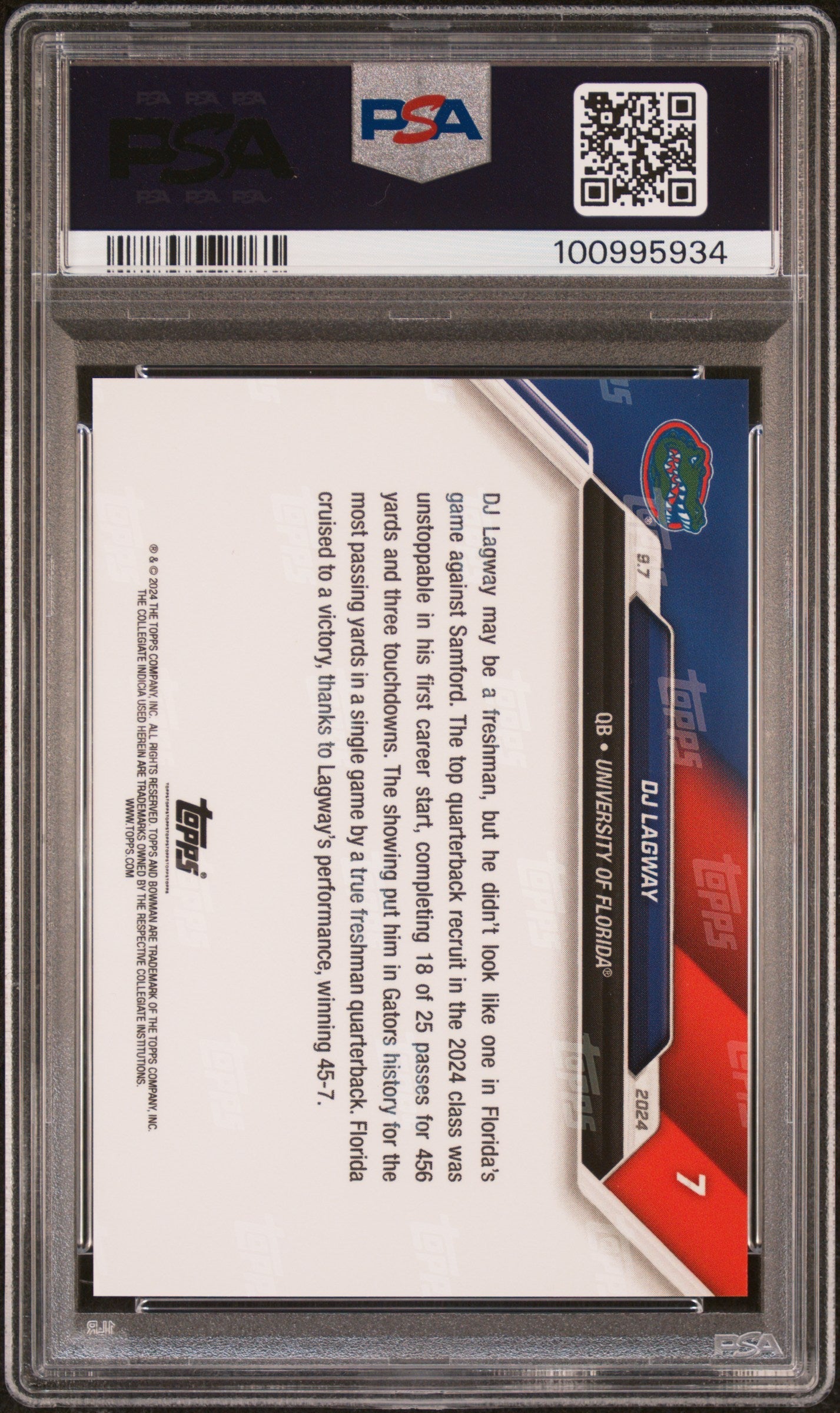 Graded 2024 Topps Bowman U Now DJ Lagway #7 Rookie RC Football Card PSA 10 Gem Mint