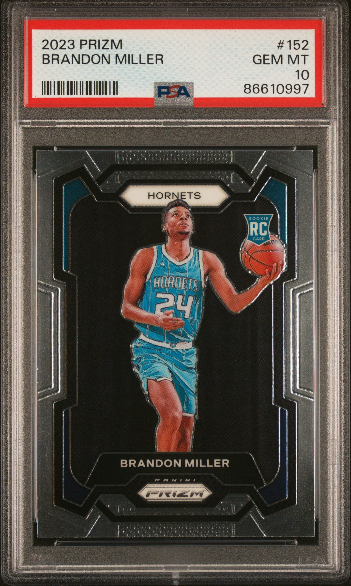 Graded 2023 Panini Prizm Brandon Miller #152 Rookie RC Basketball Card PSA 10 Gem Mint - Sport Cards