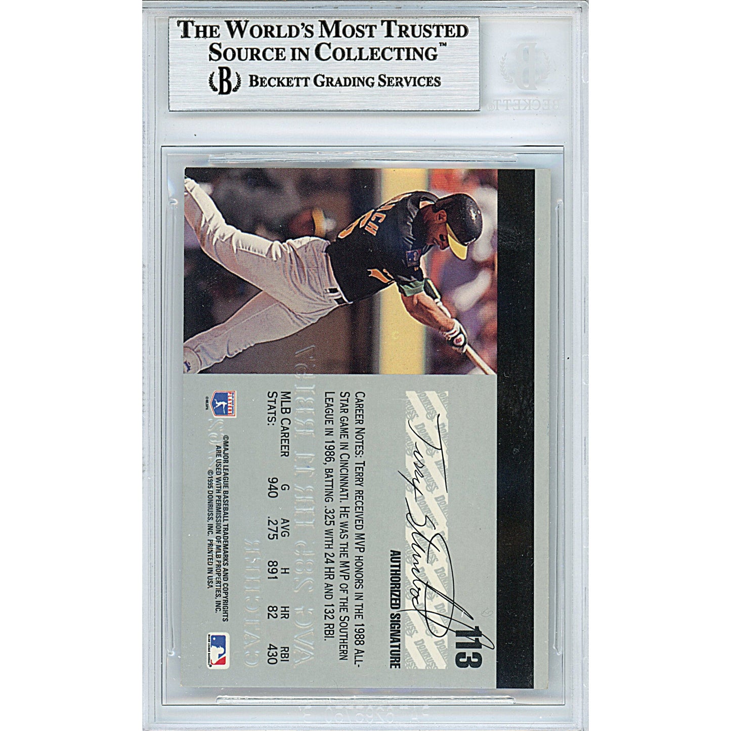Terry Steinbach Signed Oakland Athletics 1995 Studio Baseball Card Beckett Auth Auto Slab