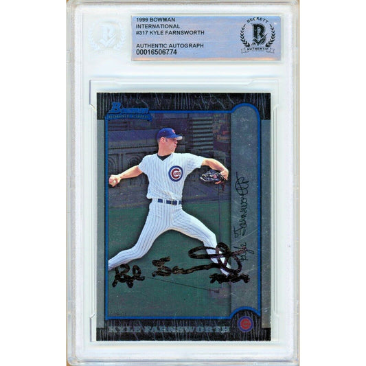 1999 Bowman International — Kyle Farnsworth Chicago Cubs Autographed Trading Card — Beckett Authentication