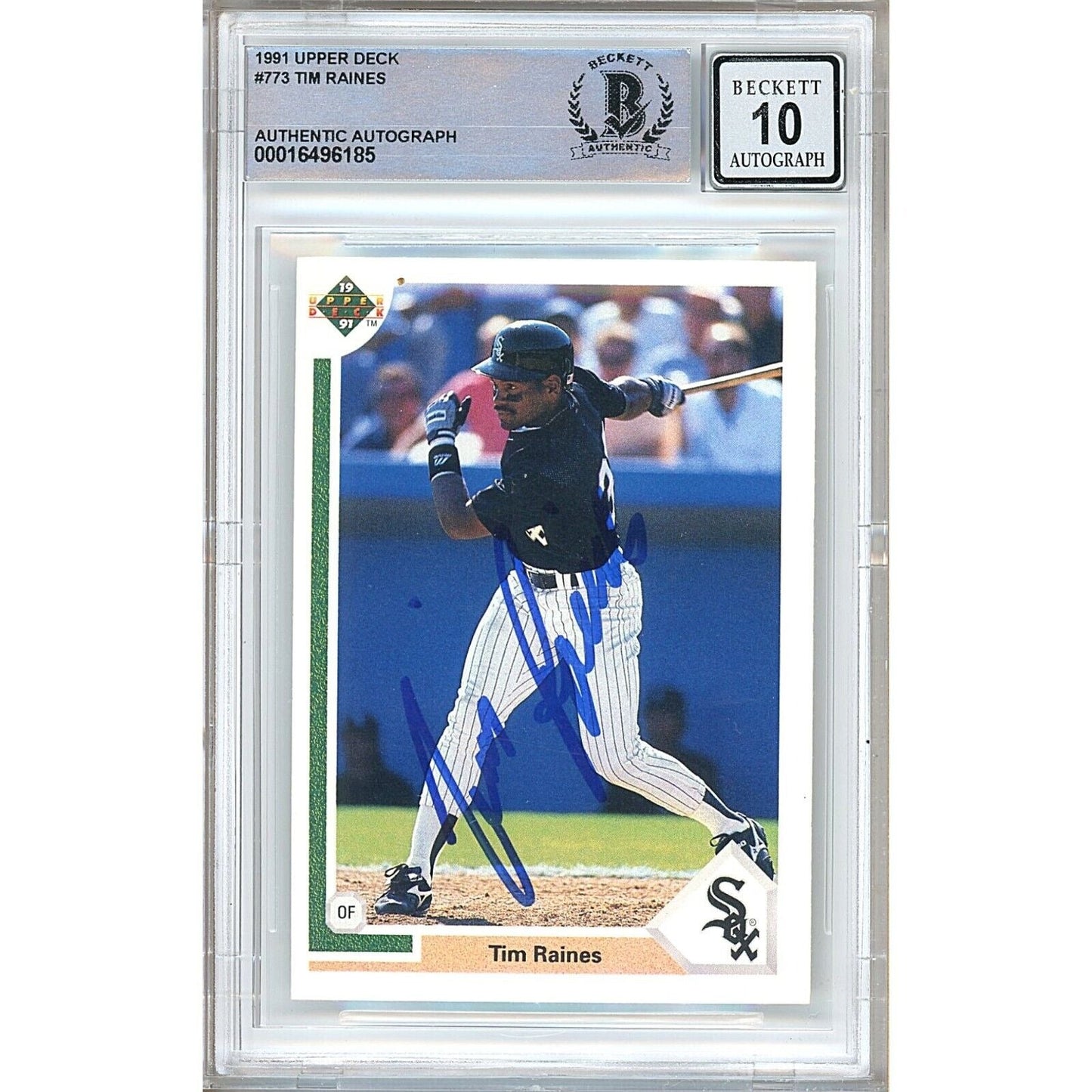 Tim Raines Chicago White Sox Signed 1991 Upper Deck Card BGS Auto 10 Graded Slab