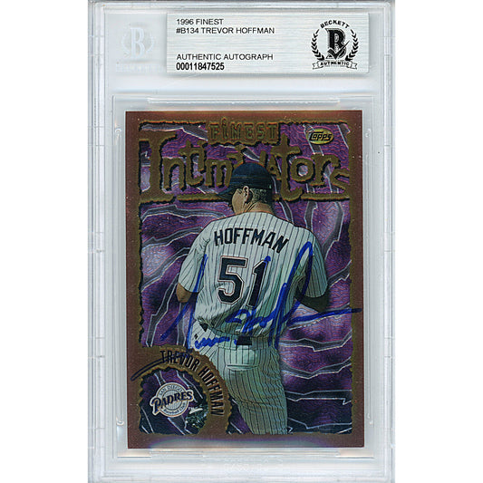 Trevor Hoffman Signed San Diego Padres 1996 Topps Finest Intimidators Card Beckett Slab