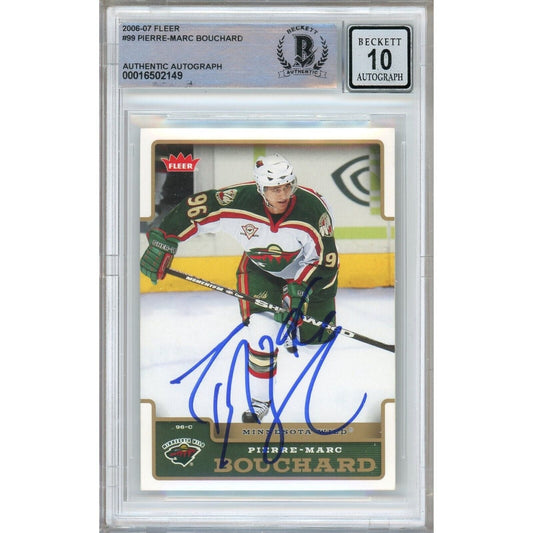 Pierre-Marc Bouchard Minnesota Wild Signed 2006 Fleer Hockey Card BGS Auto 10 Graded