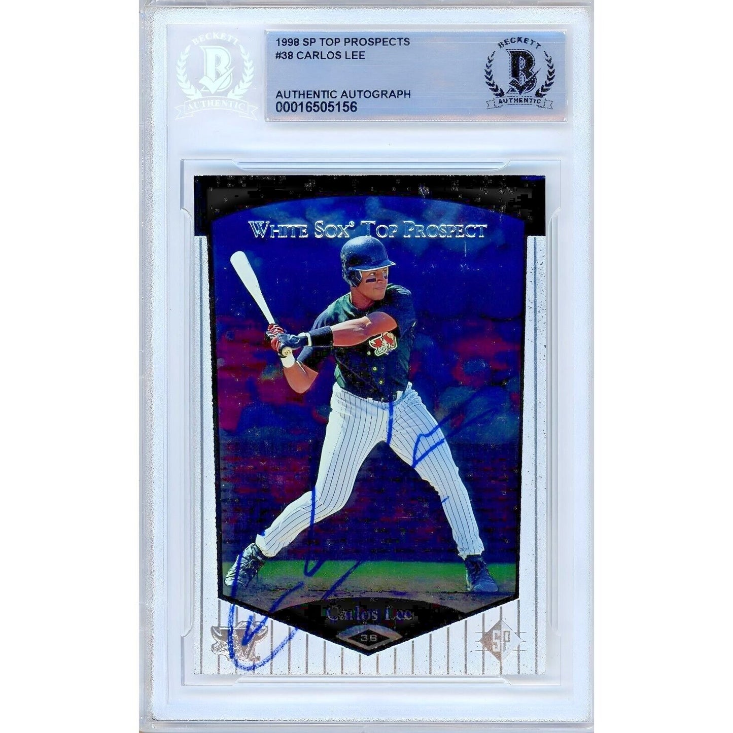 1999 Upper Deck SP Top Prospects #38 — Carlos Lee Chicago White Sox Autographed Trading Card — Beckett Authentication