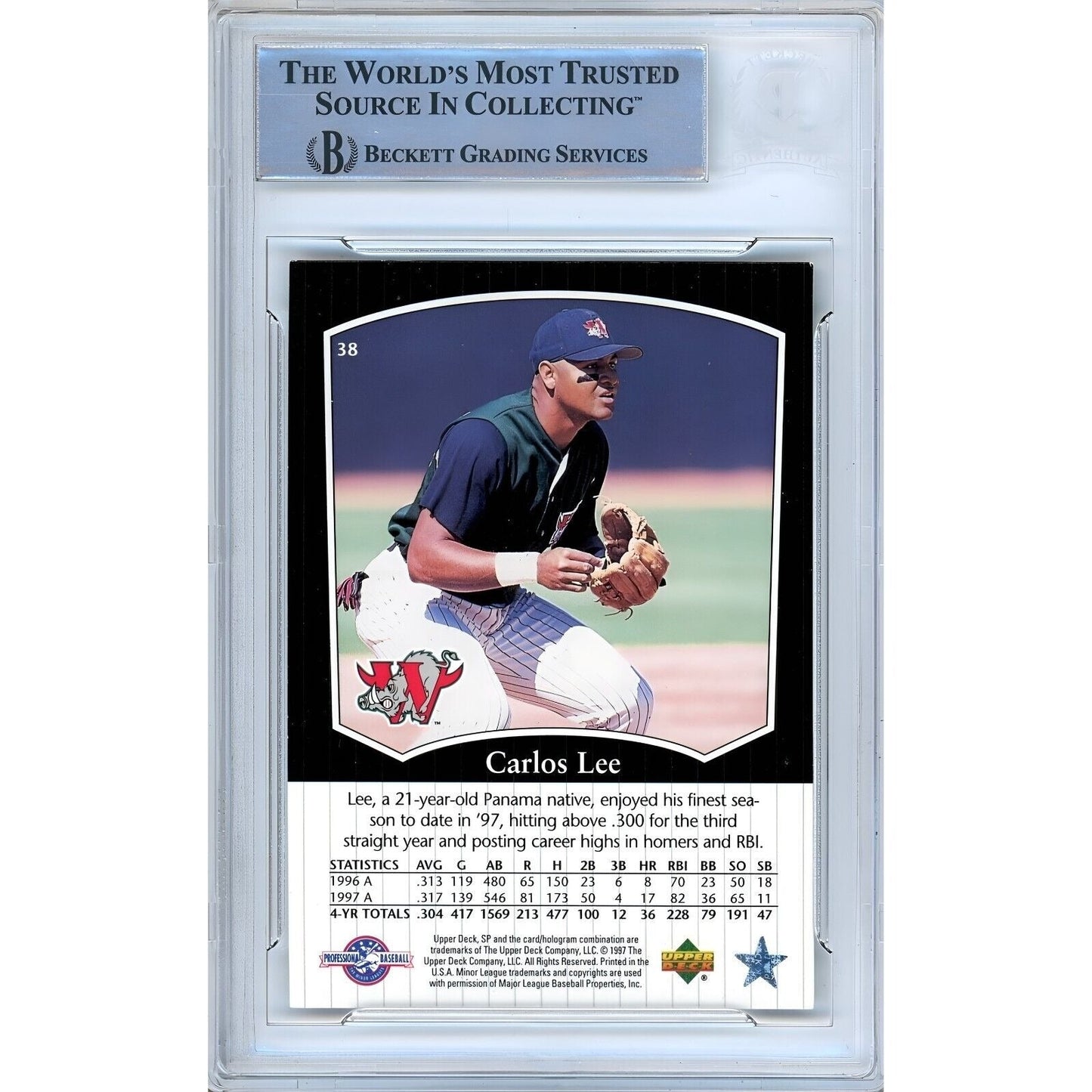 1999 Upper Deck SP Top Prospects #38 — Carlos Lee Chicago White Sox Autographed Trading Card — Beckett Authentication