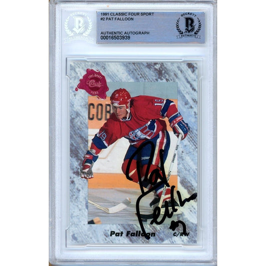 Pat Falloon San Jose Sharks Signed 1991 Classic 4 Sport Hockey Card BAS Auth Auto Slab