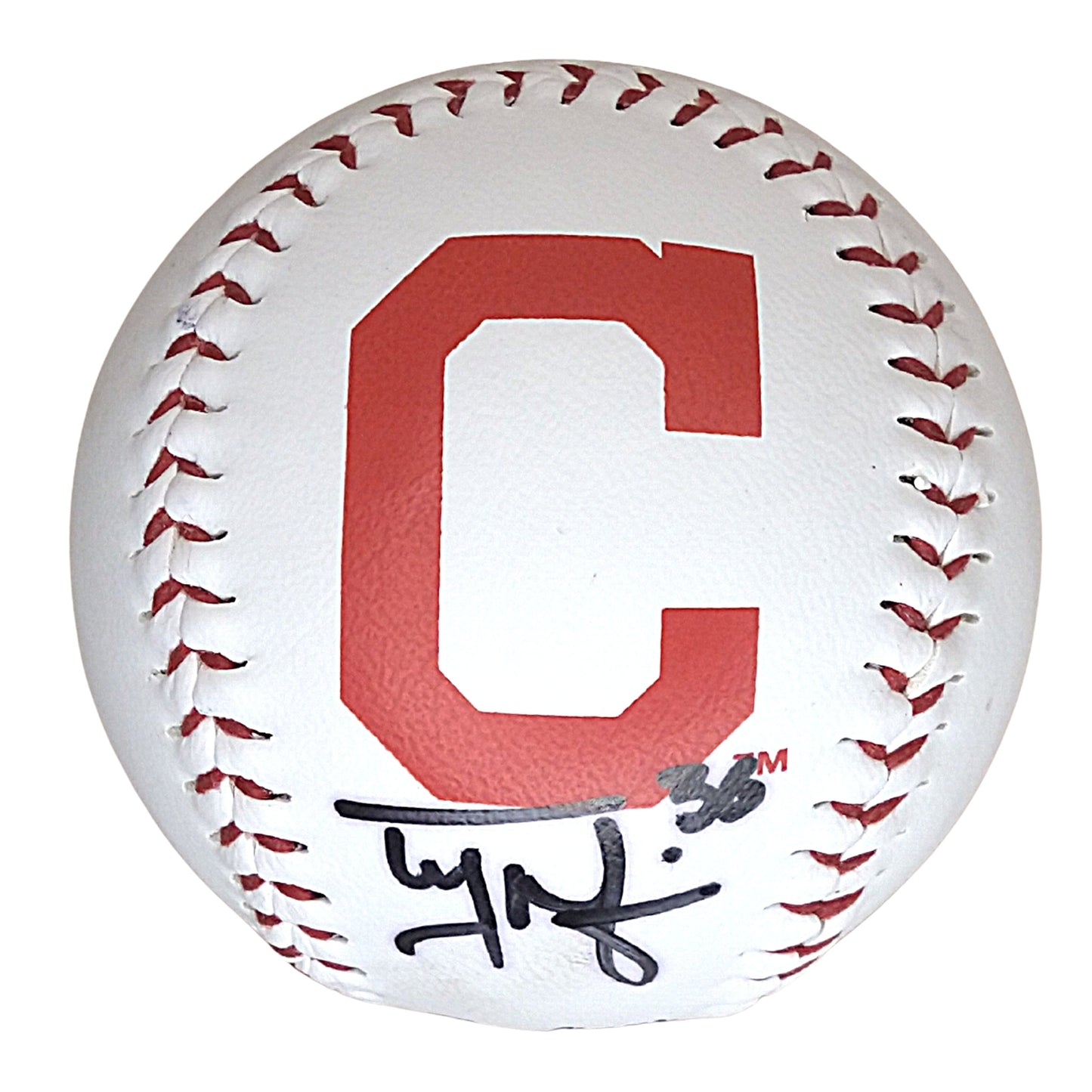 Tyler Naquin Signed Rawlings Cleveland Indians Logo Baseball, Proof Photo, Beckett COA