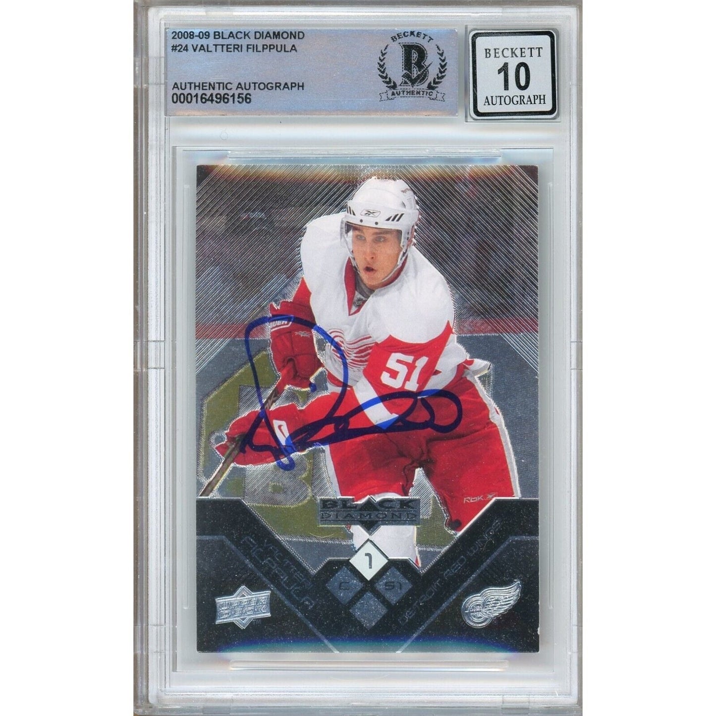Valtteri Filppula Detroit Red Wings Signed 2008-09 Upper Deck Card BGS Auto 10 Graded