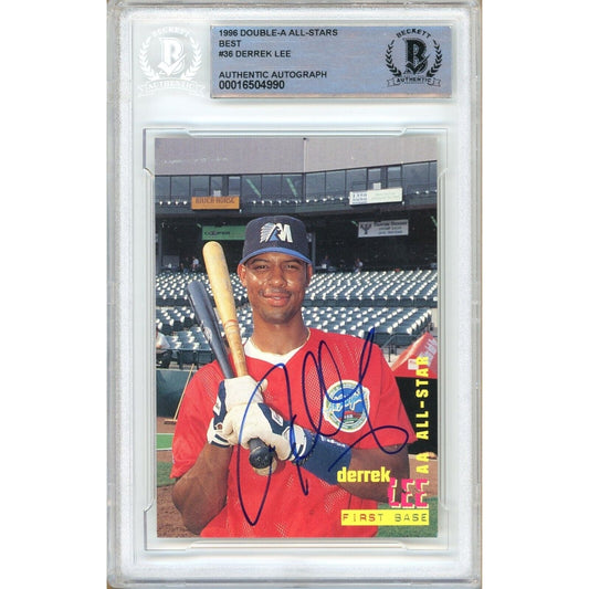 1996 Best AA All Stars #36 — Derrek Lee San Diego Padres Autographed Trading Card — Beckett Authentication