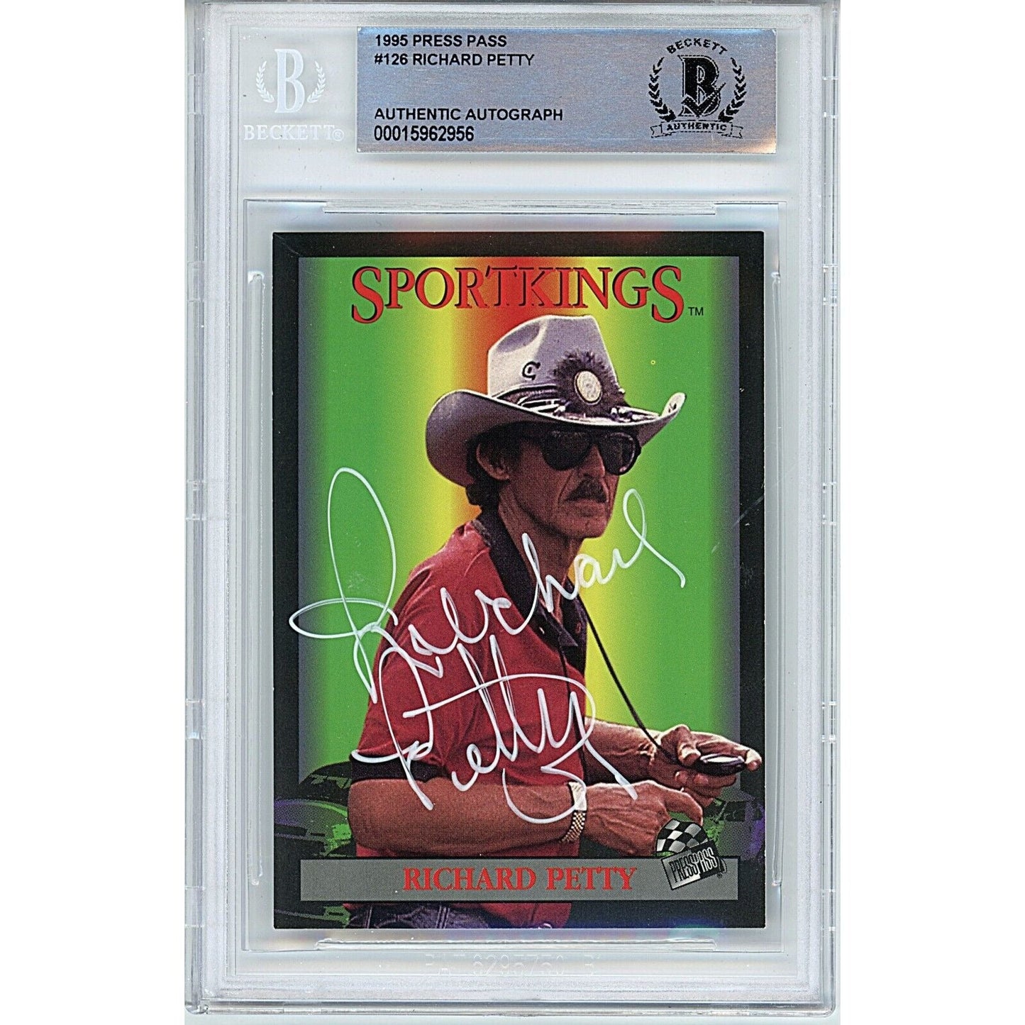 Richard Petty Signed 1995 Press Pass Nascar Auto Racing Card Beckett Authentic Auto Slab