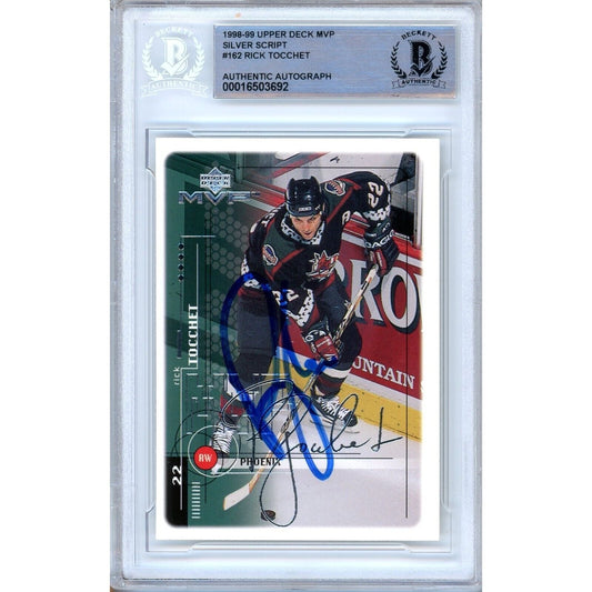 Rick Tocchet AZ Coyotes Signed 1998-99 Upper Deck MVP Silver Card Beckett Auth Auto