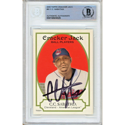 2005 Topps Cracker Jack #81 — CC Sabathia Cleveland Indians Autographed Trading Card — Beckett Authentication