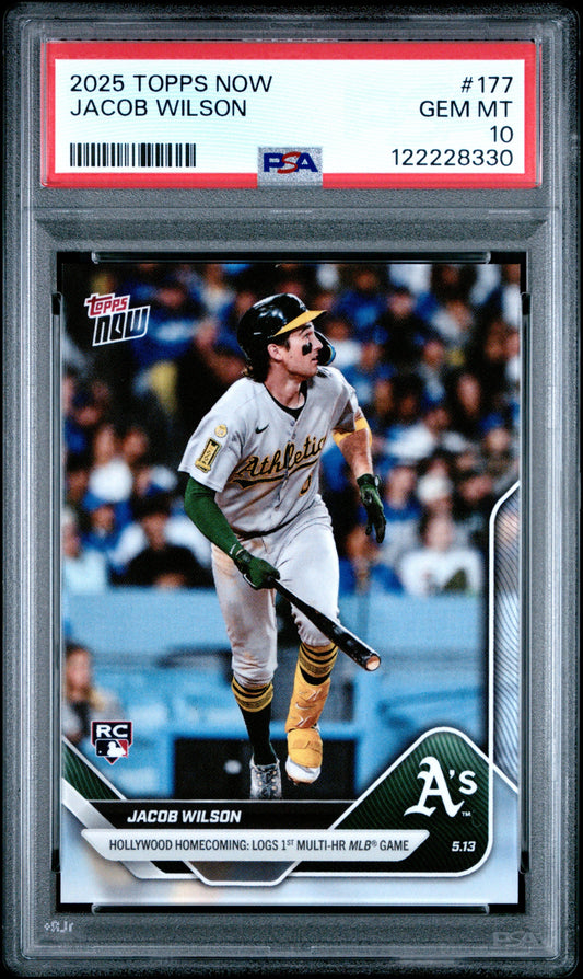 Graded 2025 Topps Now Jacob Wilson #177 Rookie RC Baseball Card PSA 10 Gem Mint