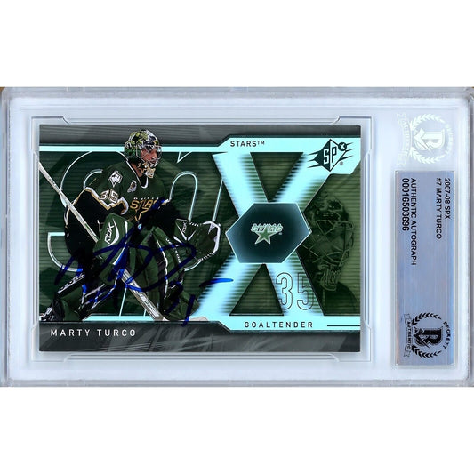 Marty Turco Dallas Stars Signed 2007-08 Upper Deck SPx Hockey Card BAS Auth Auto Slab