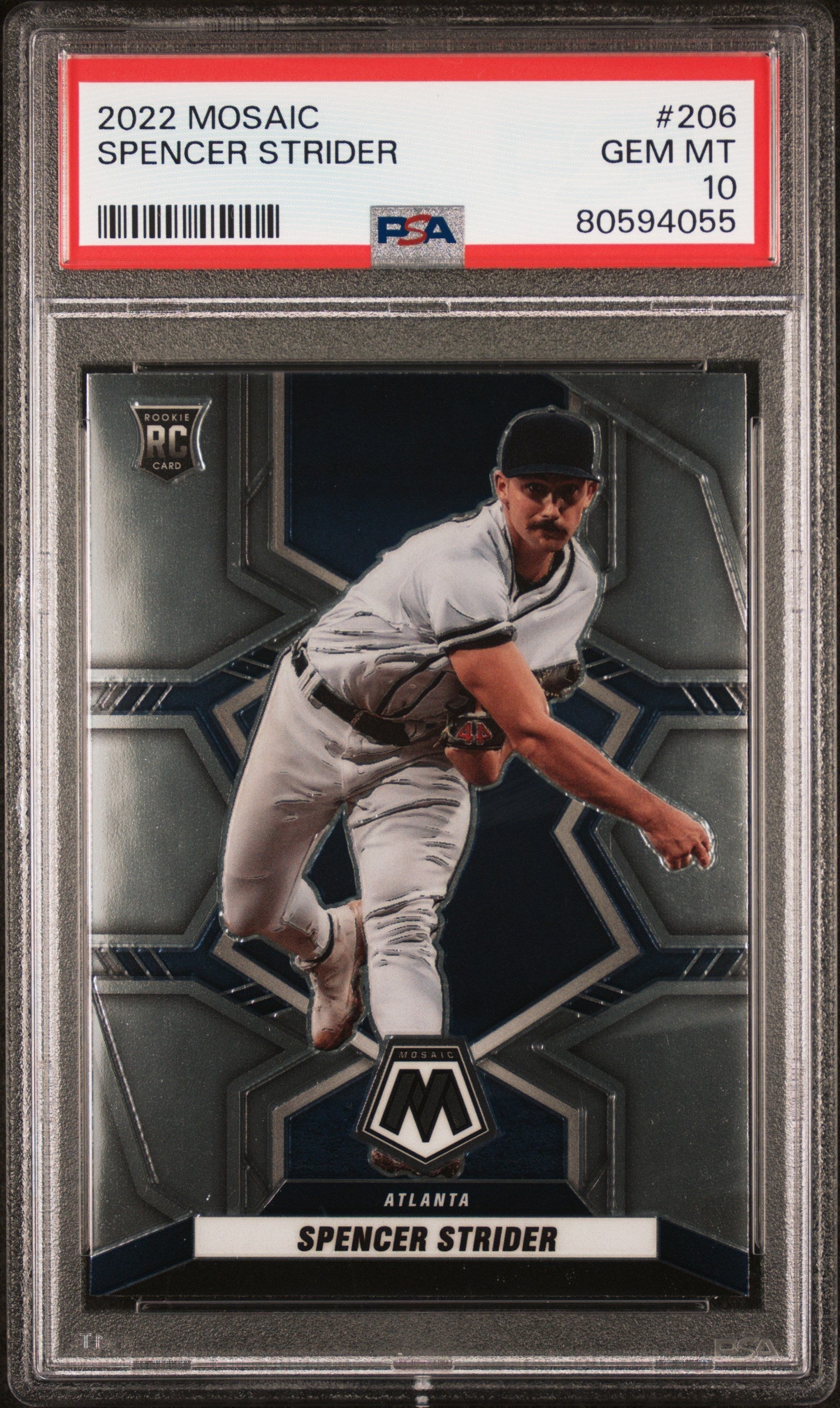 Graded 2022 Panini Mosaic Spencer Strider #206 Rookie RC Baseball Card PSA 10 Gem Mint