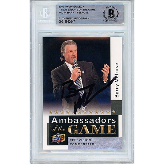 2009-10 Upper Deck Ambassadors of the Game #AG44— Barry Melrose ESPN Autographed Trading Card — Beckett Authentication