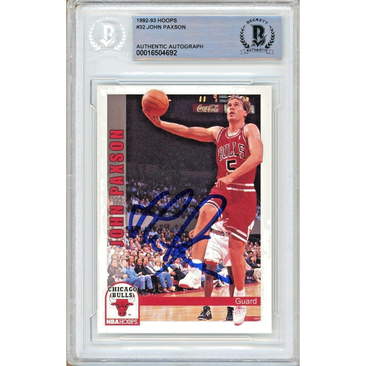 1992-93 NBA Hoops — John Paxson Chicago Bulls Autographed Trading Card — Beckett Authentication