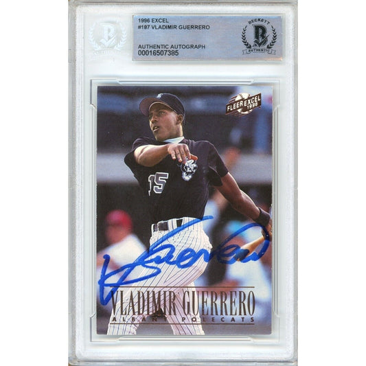 Vladimir Guerrero Montreal Expos Signed 1996 Fleer Excel Rookie Card Beckett Auth Auto Slab