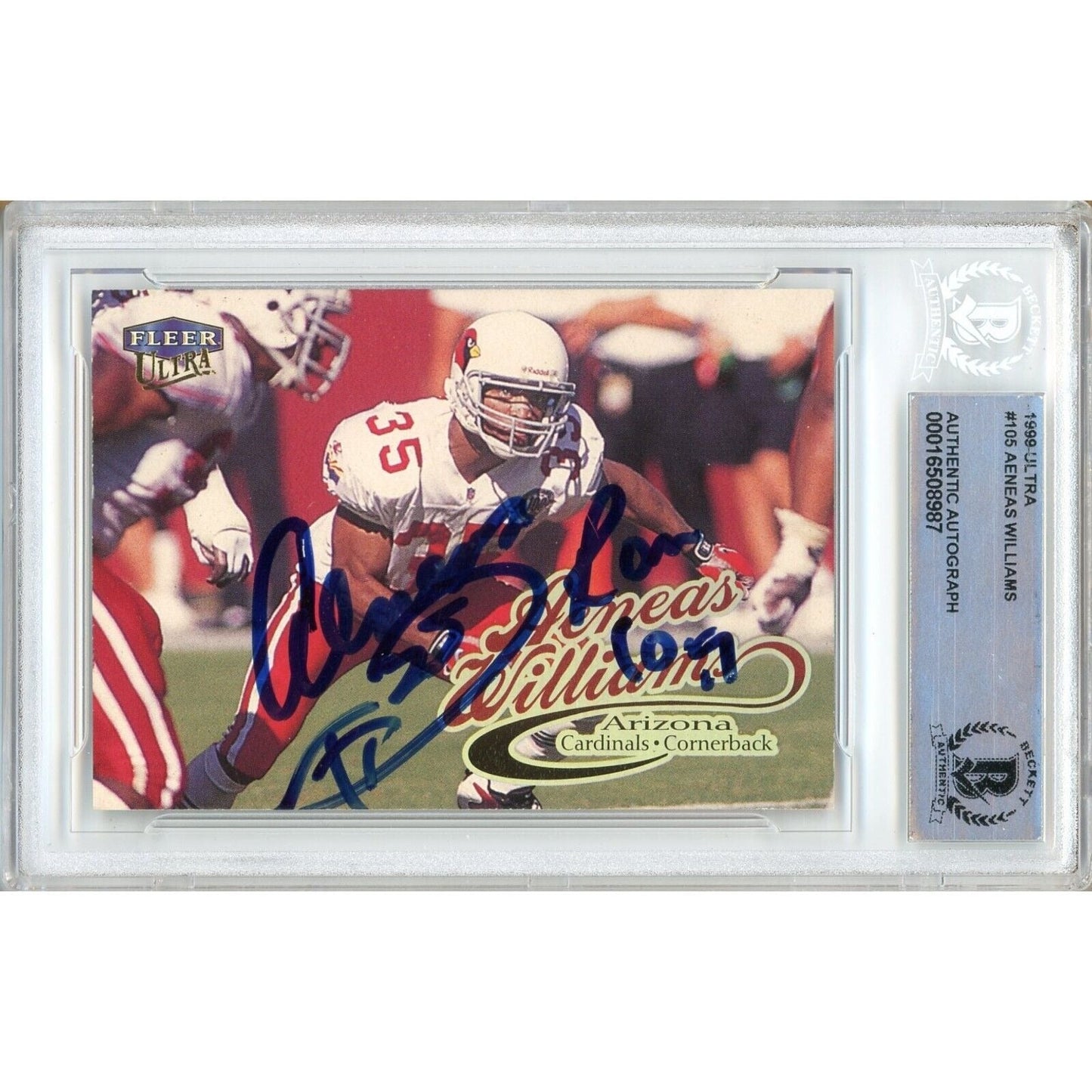1999 Fleer Ultra #105 — Aeneas Williams Arizona Cardinals Autographed Trading Card — Beckett Authentication