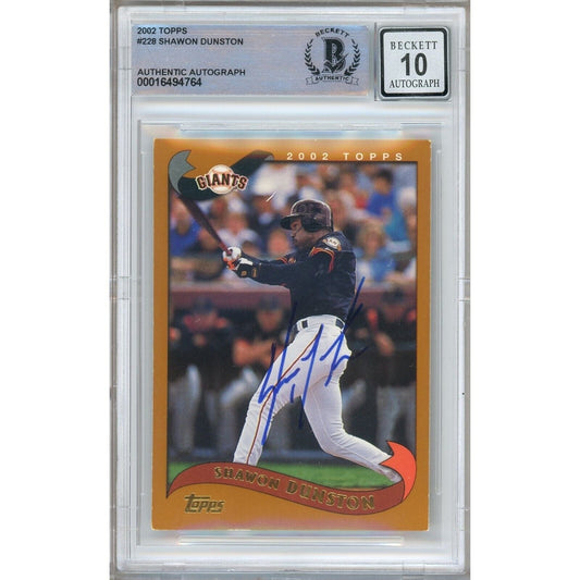 Shawon Dunston San Francisco Giants Signed 2002 Topps Card BGS Auto 10 Graded Slab