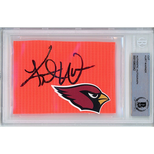 Kurt Warner Arizona Cardinals Autographed Football Pylon Signature Cut — Beckett Authentication
