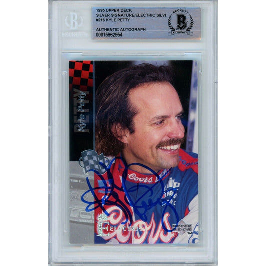 1995 Upper Deck Nascar Silver #216 — Kyle Petty Autographed Trading Card — Beckett Authentication