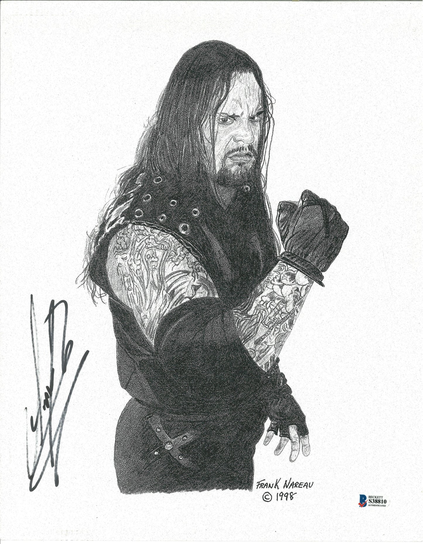 The Undertaker Signed 11x14 Inch Artwork Print WWE Wrestling HOF Beckett Authentic Auto