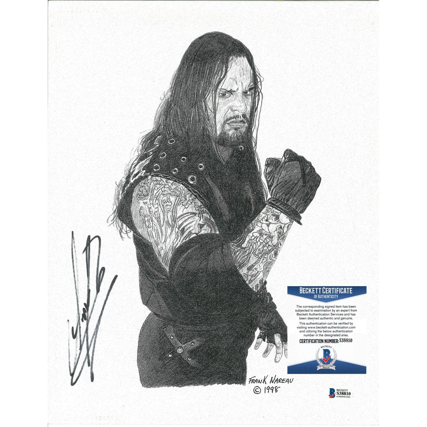 The Undertaker Signed 11x14 Inch Artwork Print WWE Wrestling HOF Beckett Authentic Auto