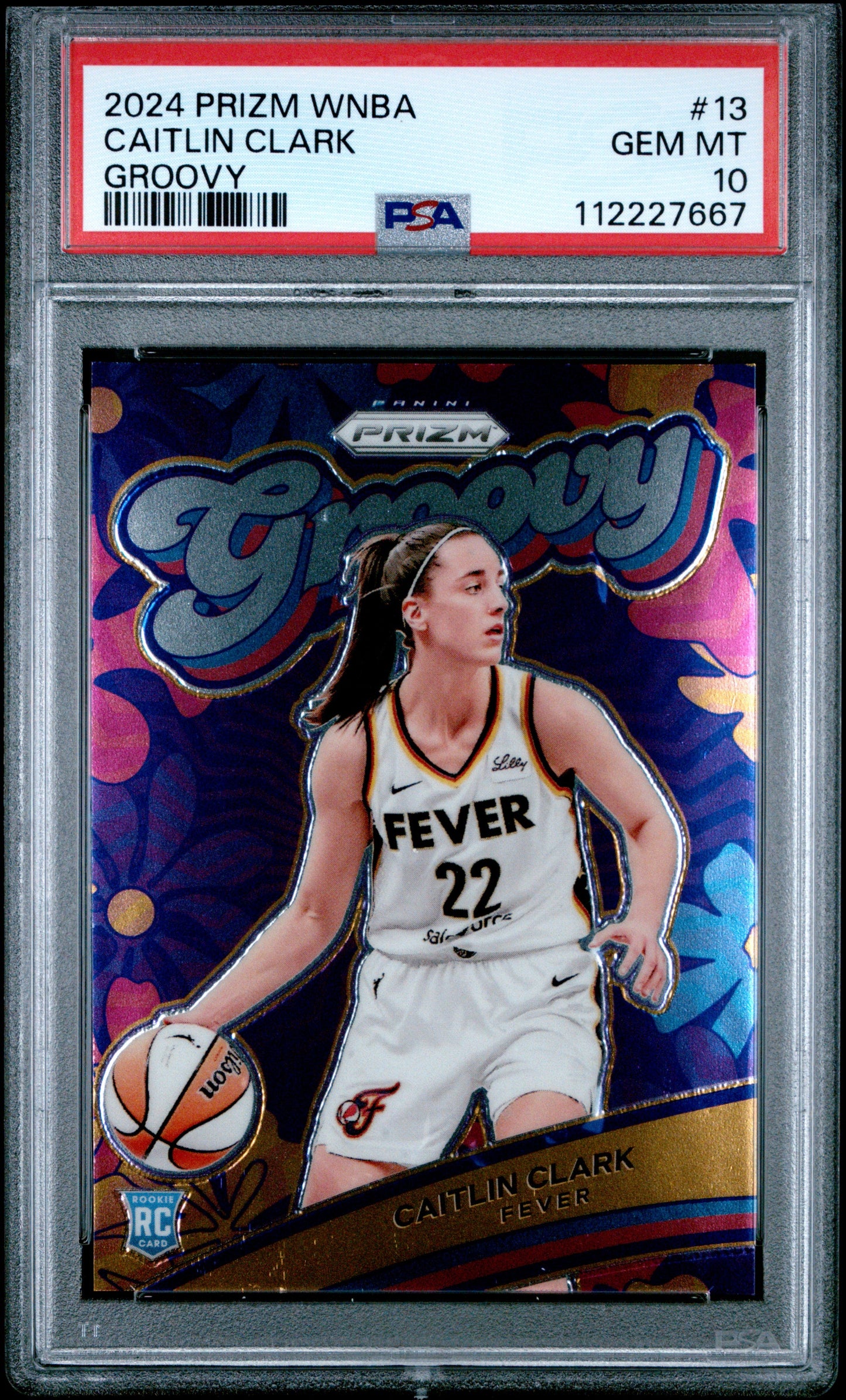 Graded 2024 Panini Prizm Caitlin Clark #13 Groovy Rookie RC Basketball Card PSA 10 Gem Mint