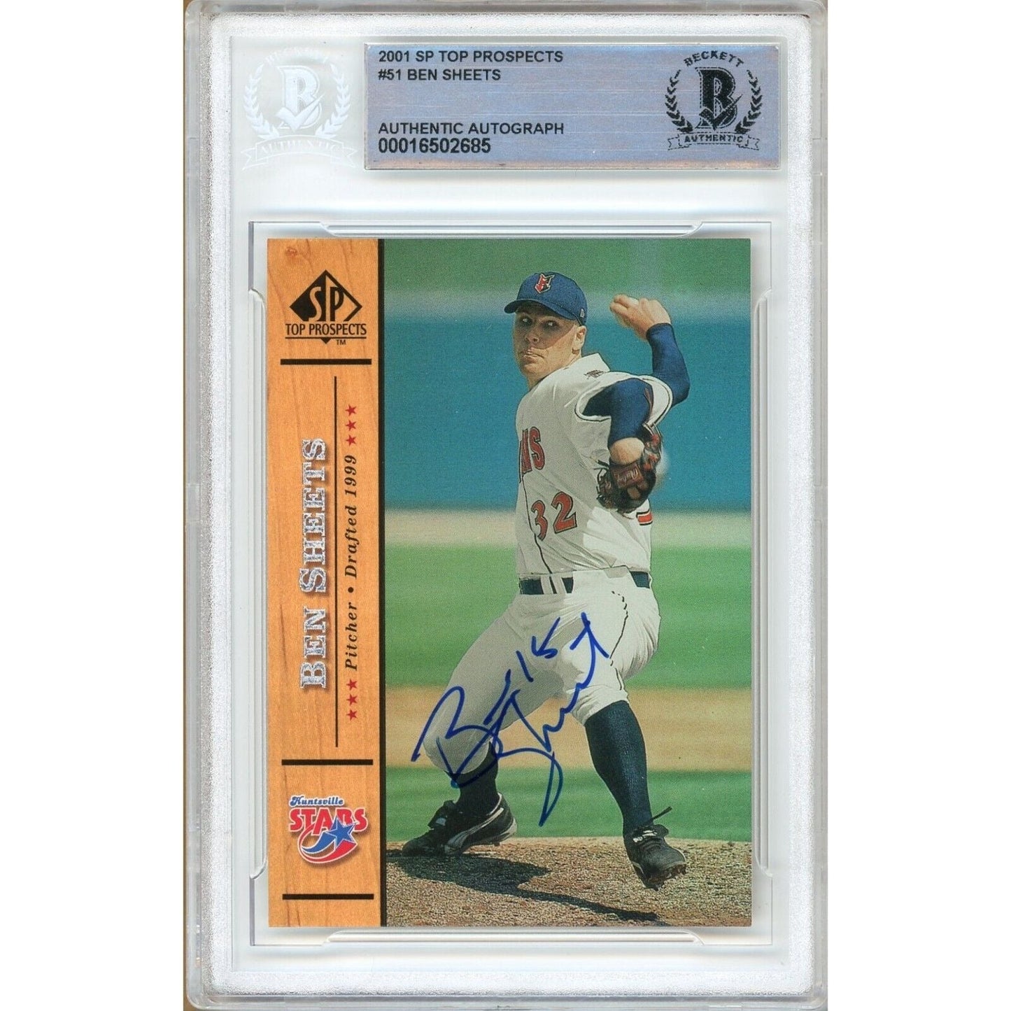 2001 SP Top Prospects #51 — Ben Sheets Milwaukee Brewers Autographed Trading Card — Beckett Authentication