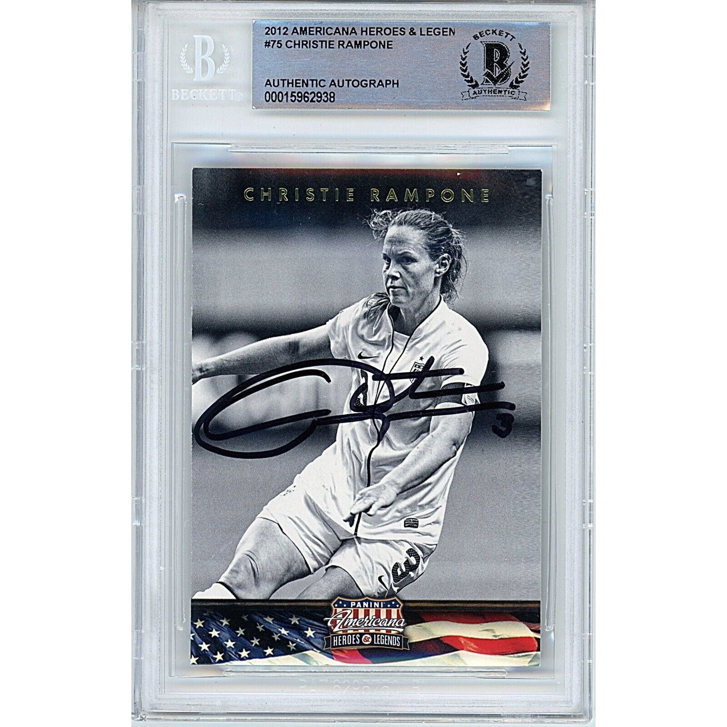 2012 Panini Americana Heroes and Legends #75 — Christie Rampone Uswnt Autographed Trading Card — Beckett Authentication