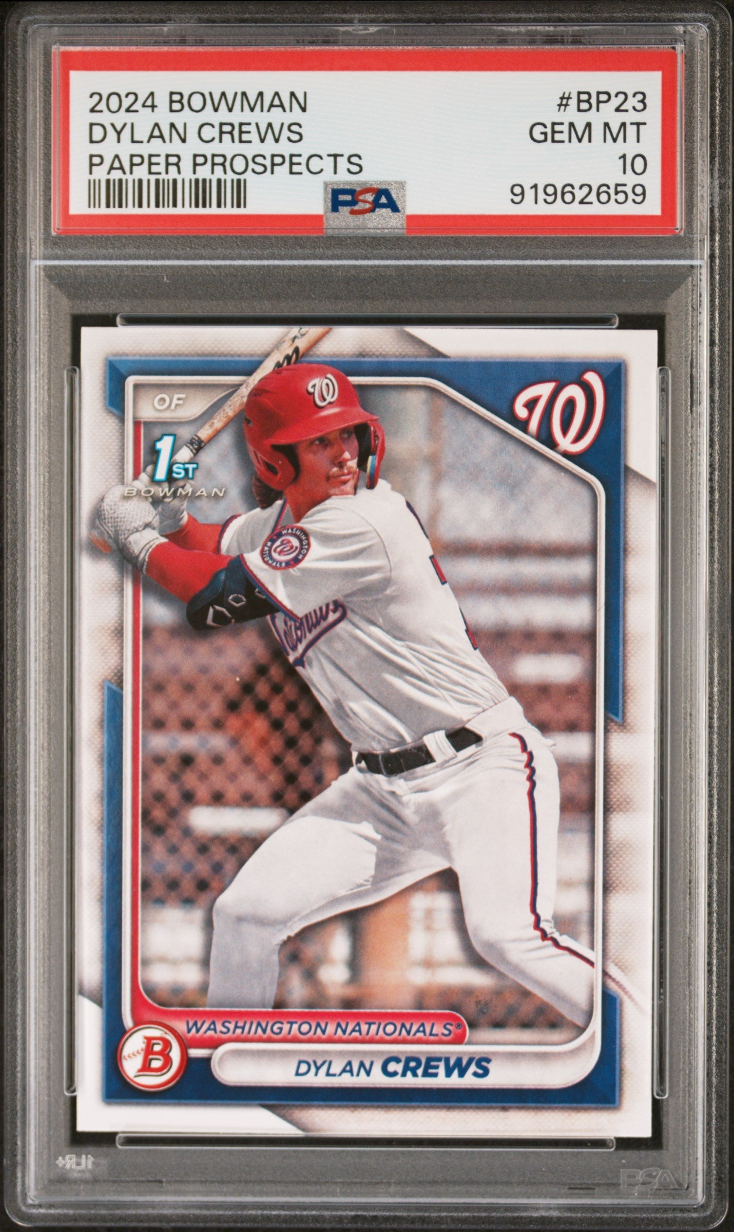 Graded 2024 Topps Bowman Dylan Crews #BP23 Paper Prospects Rookie RC Baseball Card PSA 10 Gem Mint