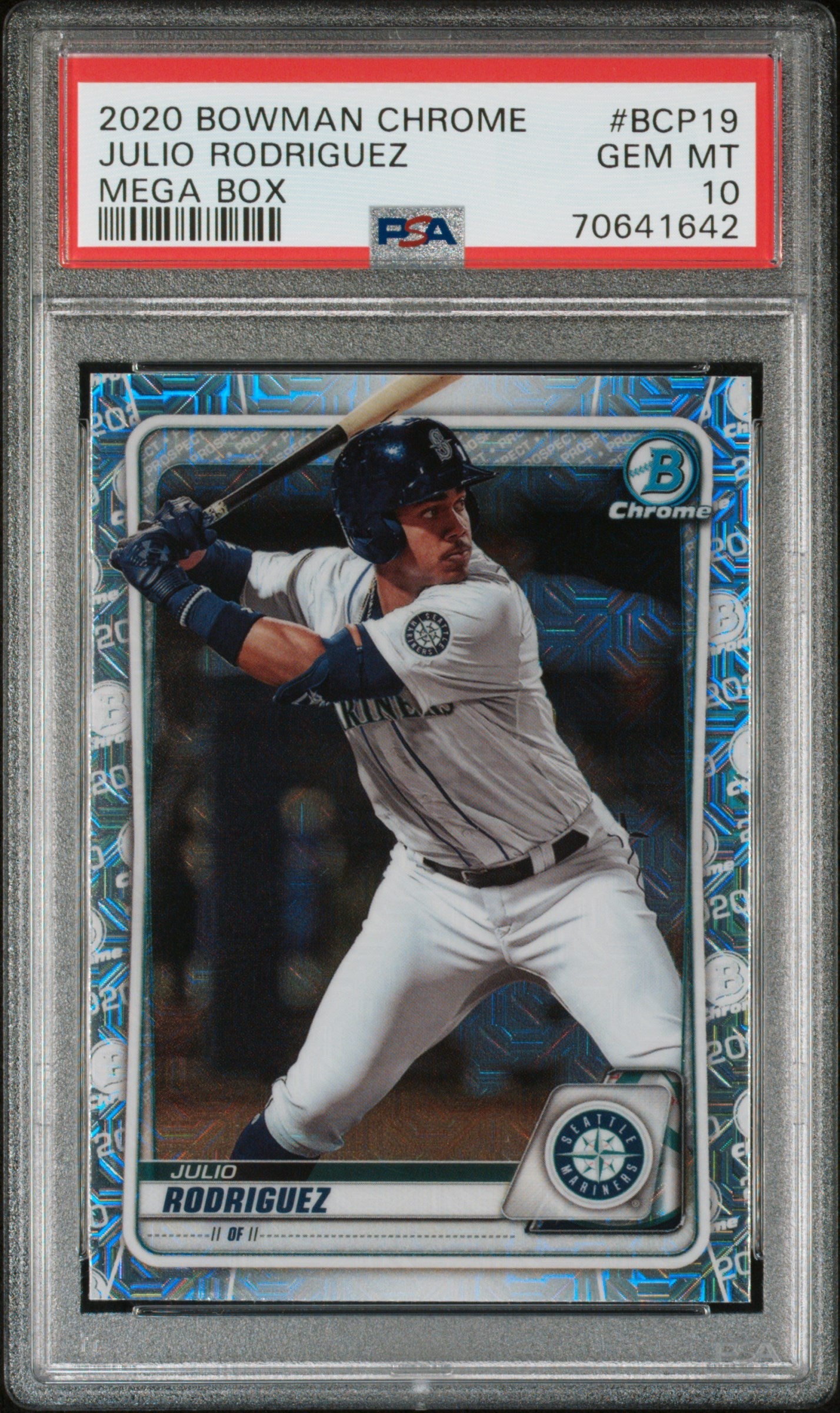Graded 2020 Topps Bowman Chrome Julio Rodriguez #BCP19 Megabox Rookie RC Baseball Card PSA 10 Gem Mint