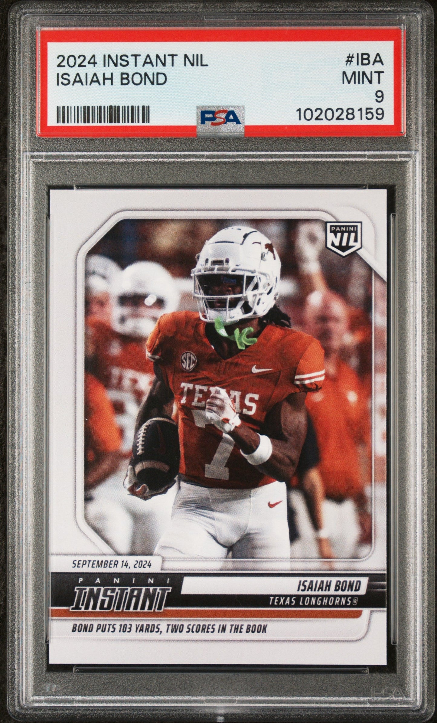 Graded 2024 Panini Instant NIL Isaiah Bond #IBA Rookie RC Football Card PSA 9 Mint