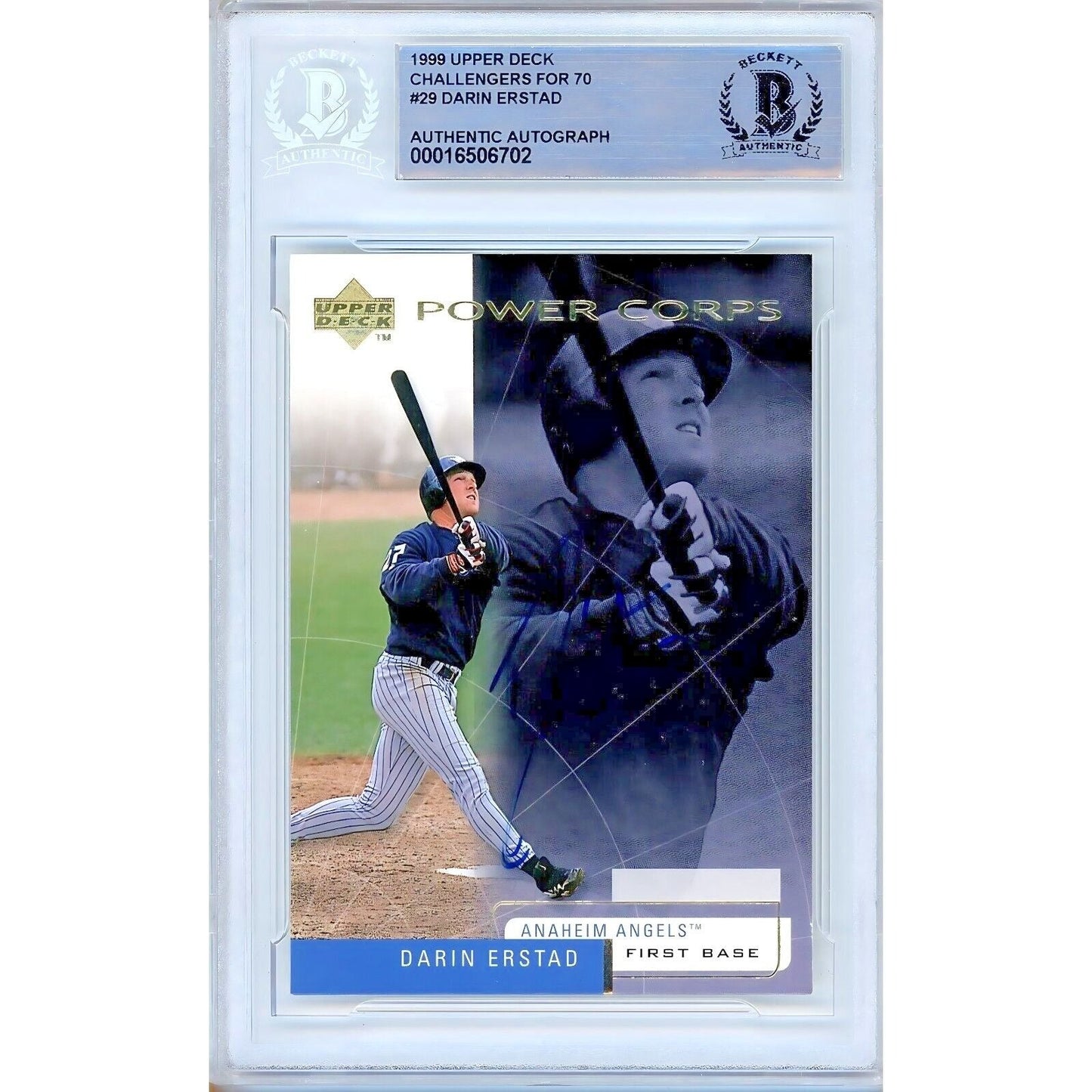 1999 Upper Deck Challengers for 70 #29 — Darin Erstad LA Angels Autographed Trading Card — Beckett Authentication