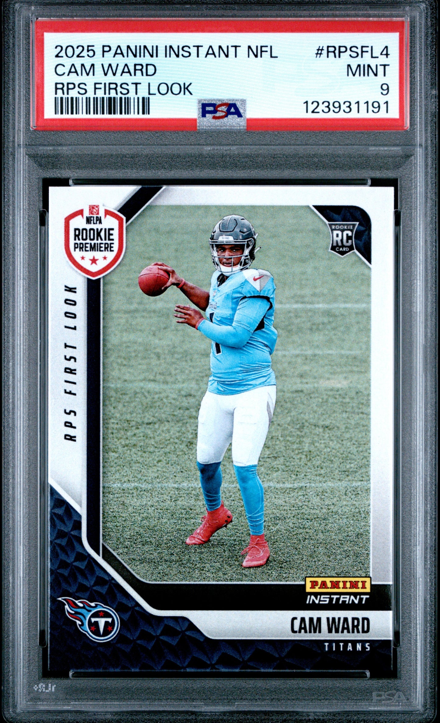 Graded 2025 Panini Instant Cam Ward #RPSFL4 RPS First Look Rookie RC Football Card PSA 9 Mint