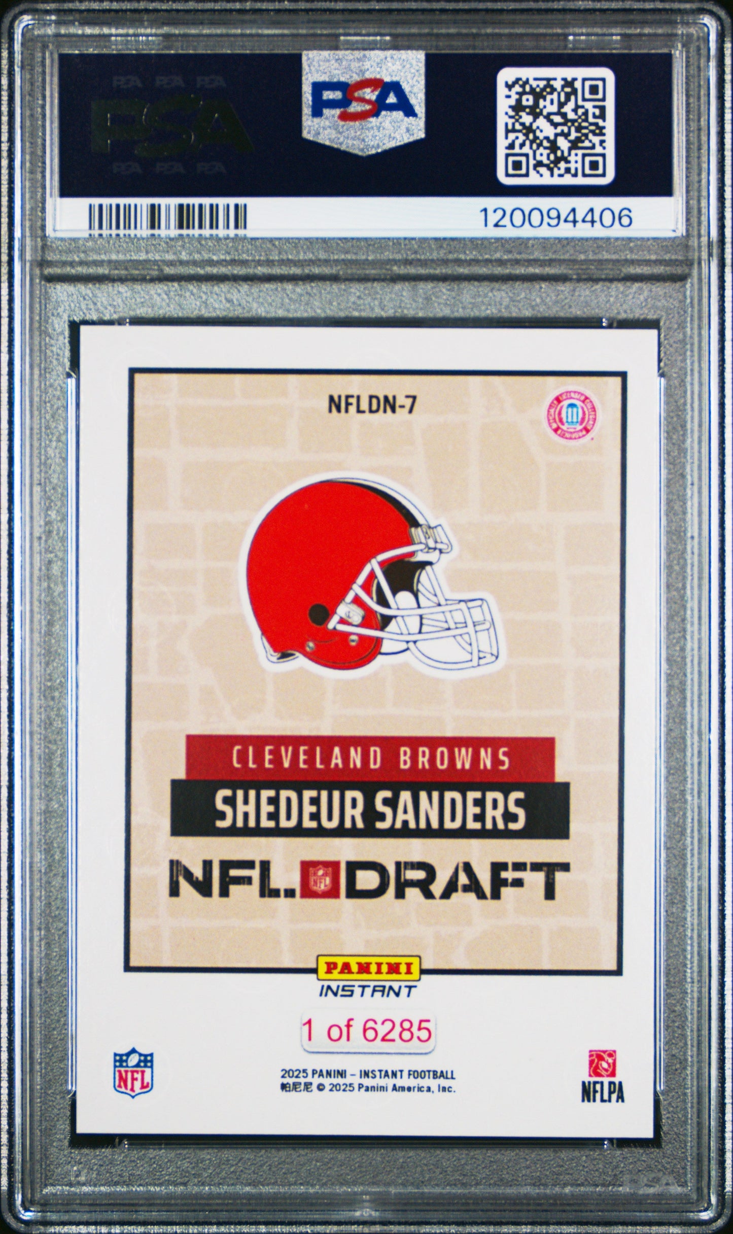 Graded 2025 Panini Instant Shedeur Sanders #NFLDN7 Draft Night Rookie RC Football Card PSA 10 Gem Mint