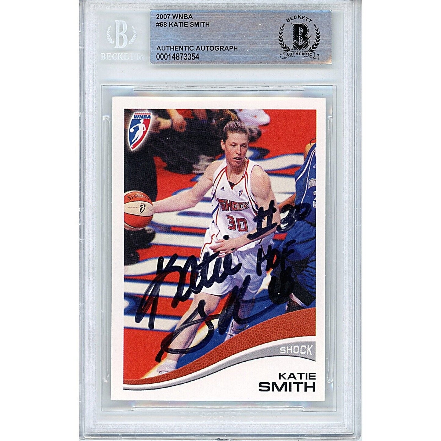 2007 WNBA #68 — Katie Smith Detroit Shock Autographed Trading Card — Beckett Authentication