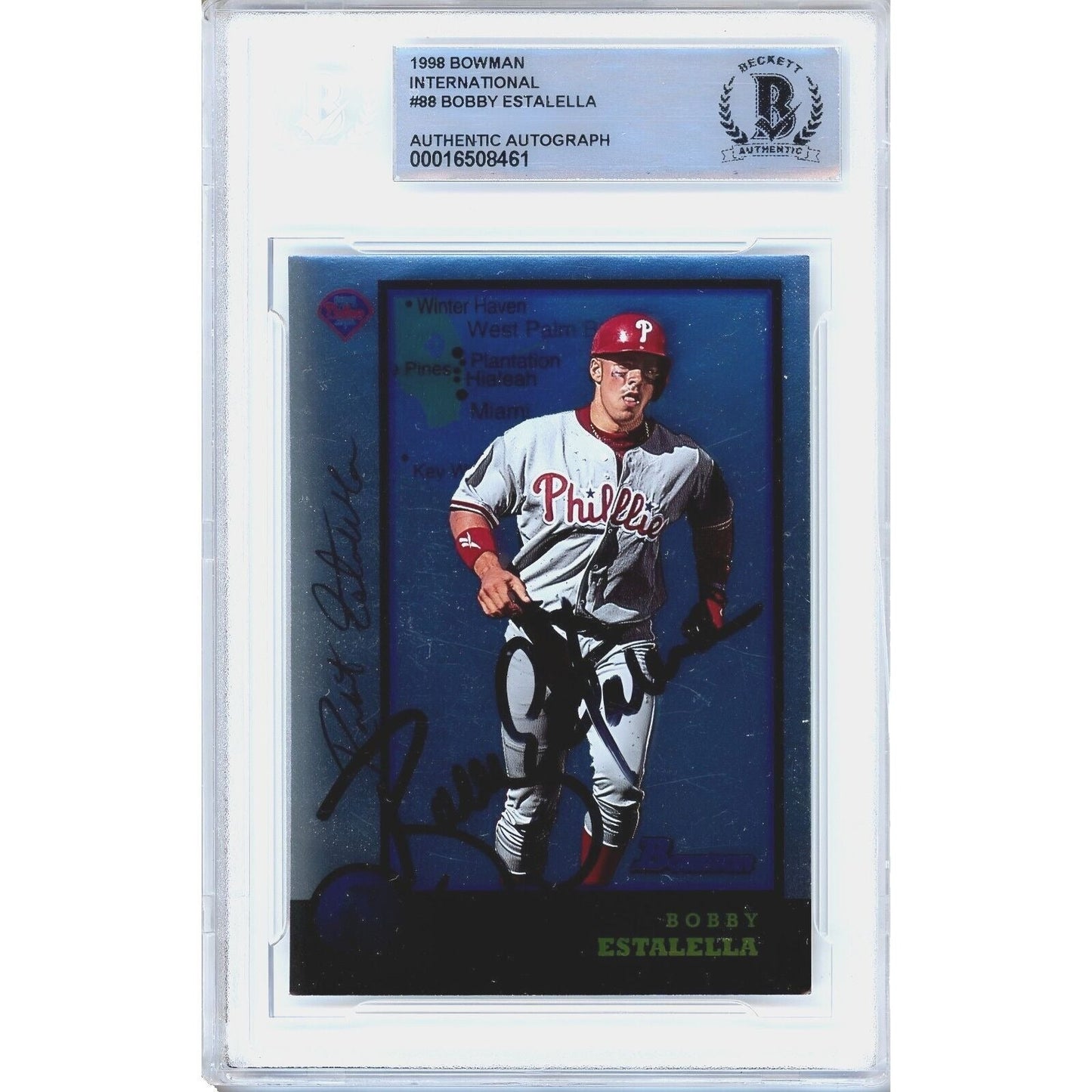 1998 Bowman International #88 — Bobby Estalella Phillies Autographed Trading Card — Beckett Authentication