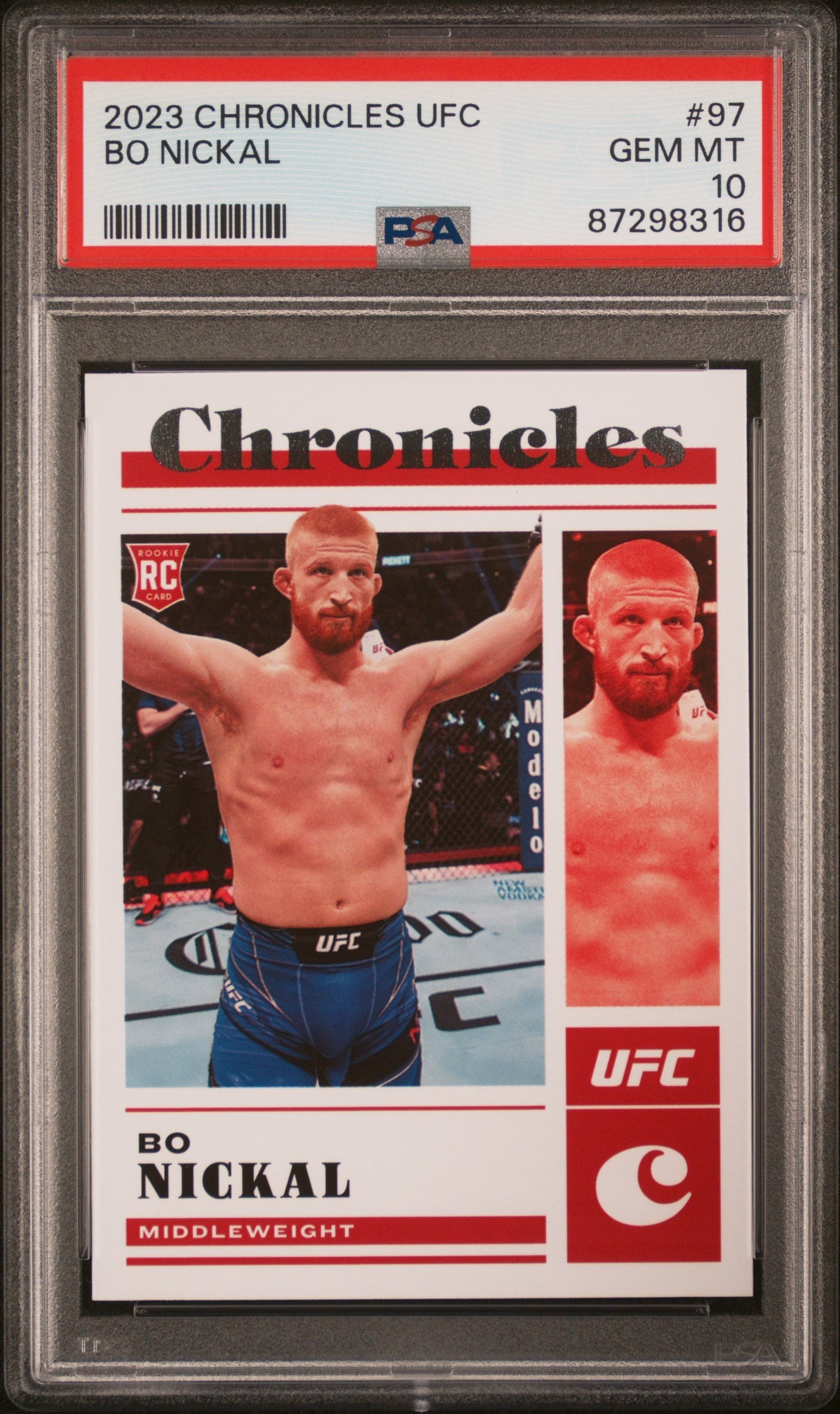 Graded 2023 Panini Chronicles UFC Bo Nickal #97 Rookie RC UFC MMA Card PSA 10 Gem Mint