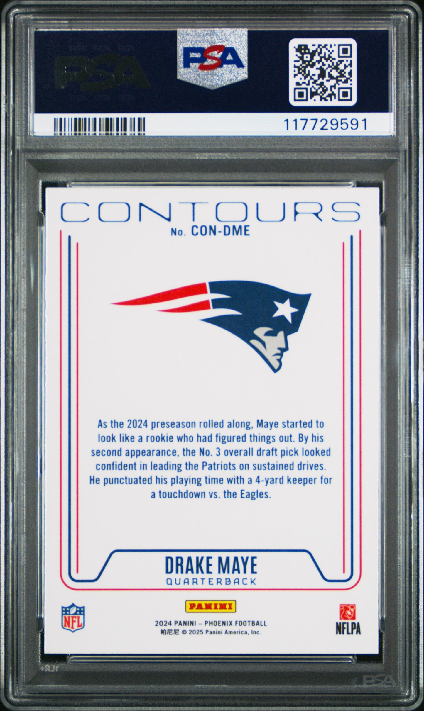 Graded 2024 Panini Phoenix Drake Maye #CONDME Contours Rookie RC Football Card PSA 10 Gem Mint - Sport Cards