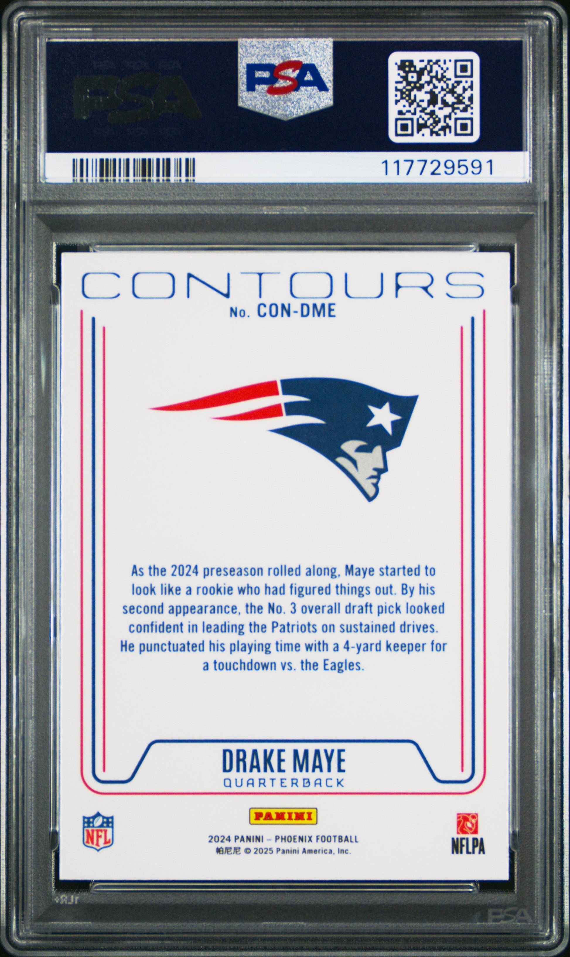 Graded 2024 Panini Phoenix Drake Maye #CONDME Contours Rookie RC Football Card PSA 10 Gem Mint - Sport Cards