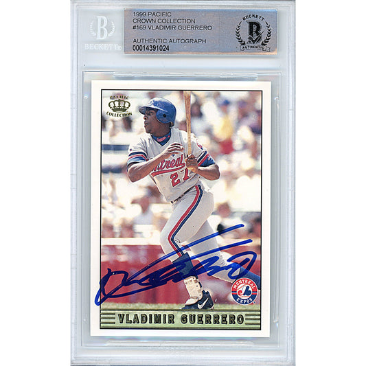 Vladimir Guerrero Signed Montreal Expos 1999 Pacific Crown Baseball Card Beckett Slab
