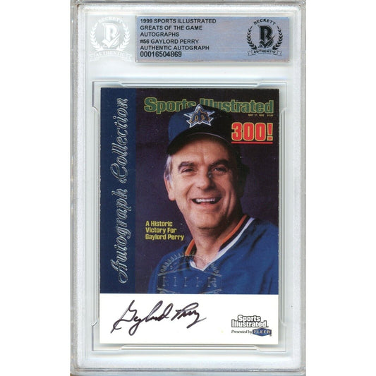 1999 Fleer Sports Illustrated Greats of the Game #56 — Gaylord Perry Seattle Mariners Autographed Trading Card — Beckett Authentication