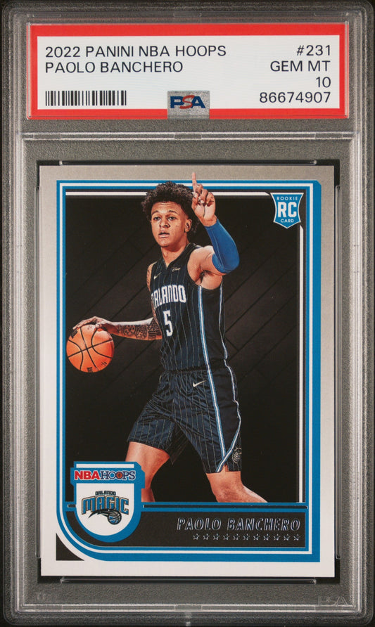 Graded 2022 Panini NBA Hoops Paolo Banchero #231  Rookie RC Basketball Card PSA 10 Gem Mint