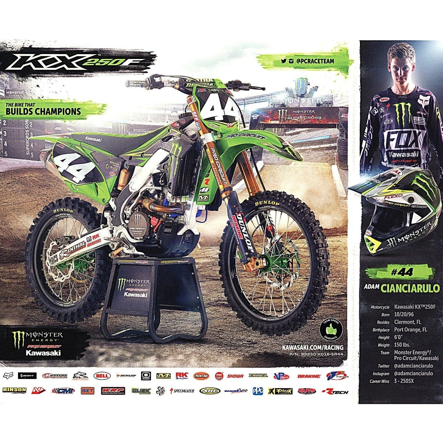 Adam Cianciarulo Autographed 8x10 Inch Motocross Photo — Beckett Authentication