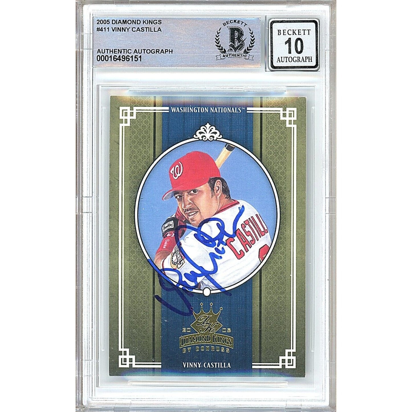 Vinny Castilla Washington Nationals Signed 2005 Diamond Kings Card BGS Auto 10 Graded