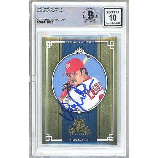 Vinny Castilla Washington Nationals Signed 2005 Diamond Kings Card BGS Auto 10 Graded